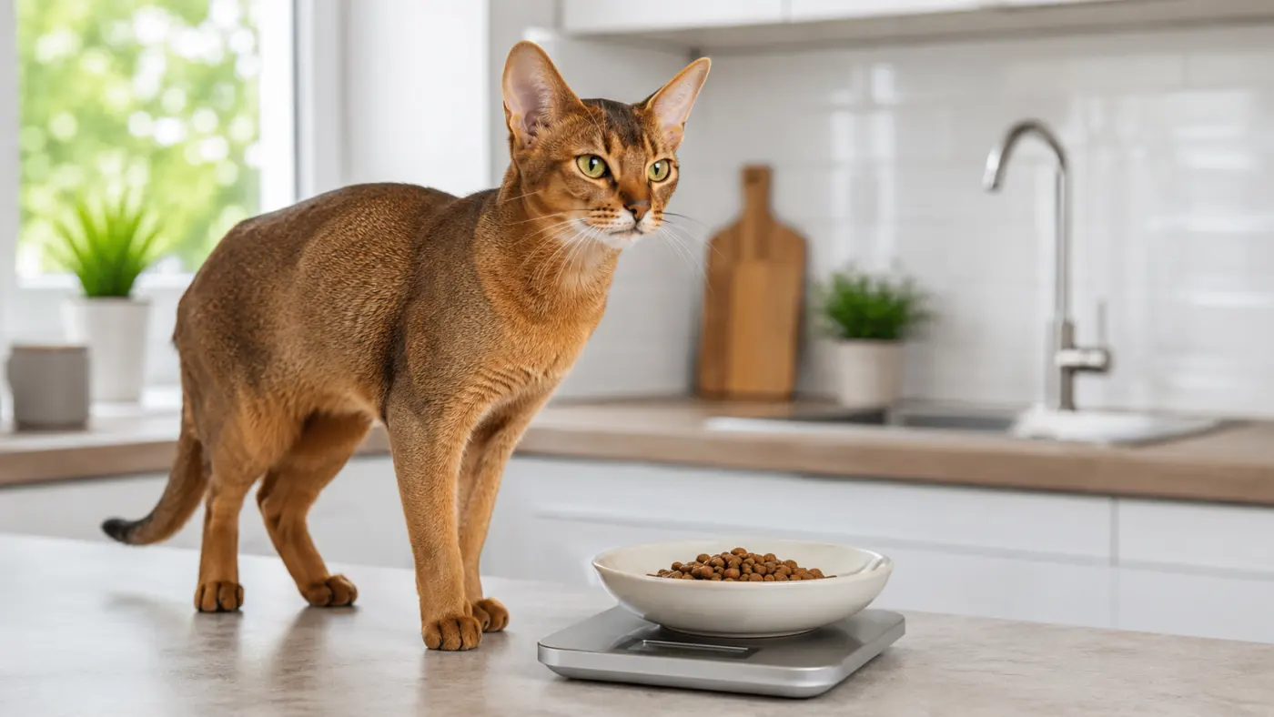Alimentation du chat Abyssin : énergie, reins et hydratation - alimentation chat abyssin ration pesee