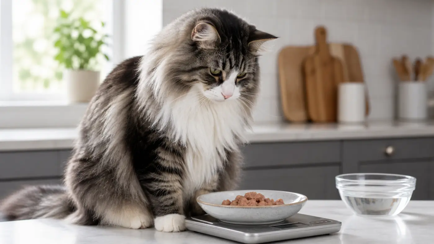 Alimentation du chat Norvégien : poids, poil et GSD IV - alimentation chat norvegien ration pesee
