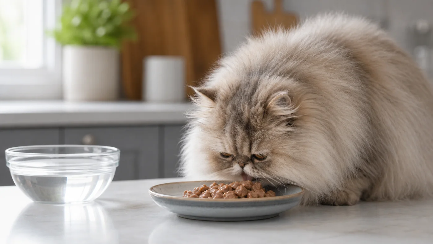 Alimentation du chat Persan : PKD, museau court et pelage - alimentation chat persan patee hydratation