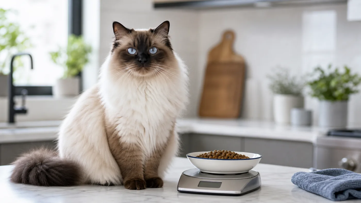 Alimentation du Ragdoll : poids, croissance et coeur - alimentation chat ragdoll ration pesee