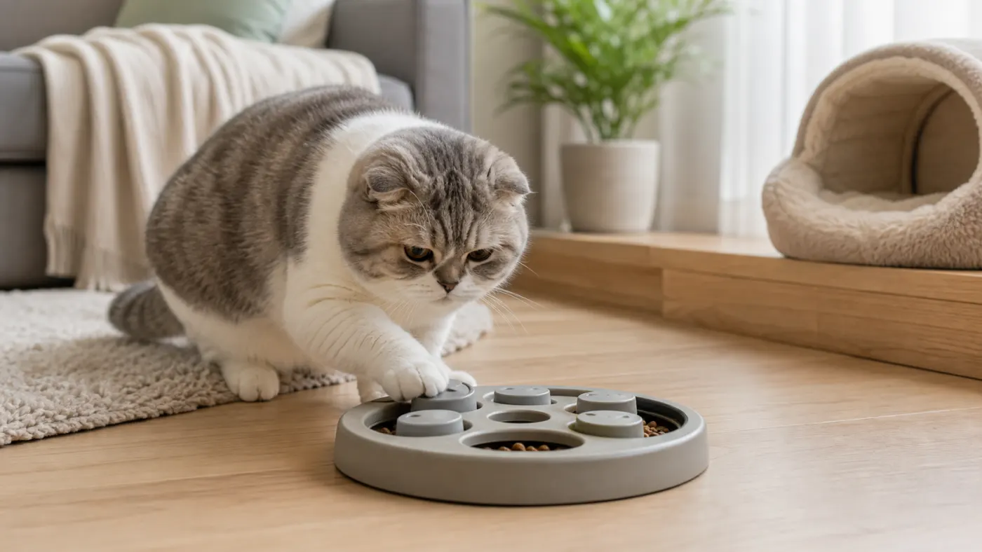 Alimentation du Scottish Fold : articulations, poids et douleur - alimentation chat scottish fold enrichissement doux