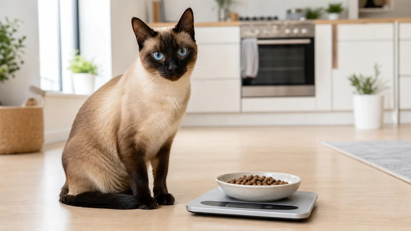 Alimentation du chat Siamois : poids, digestion et senior - alimentation chat siamois ration pesee