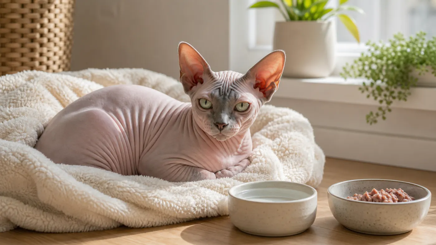 Alimentation du Sphynx : peau, calories et coeur - alimentation chat sphynx peau nue nutrition