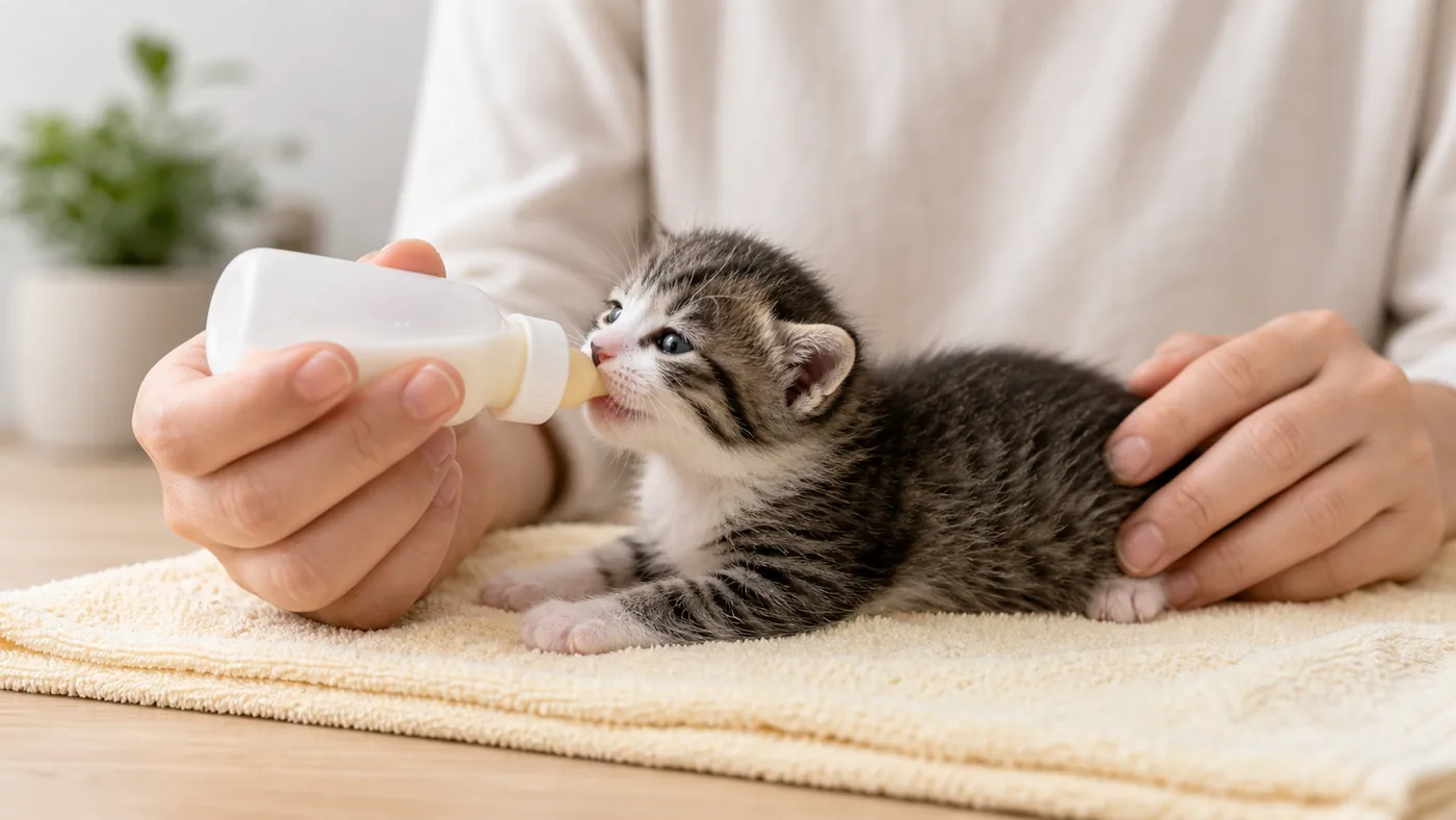 Alimentation du chaton orphelin : lait, chaleur et sevrage - alimentation chaton orphelin biberon position