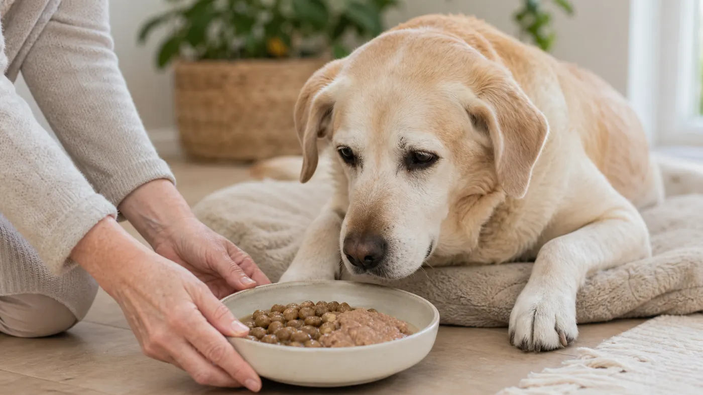 Alimentation du chien en fin de vie : confort, appétit et soins palliatifs - alimentation chien fin de vie texture molle