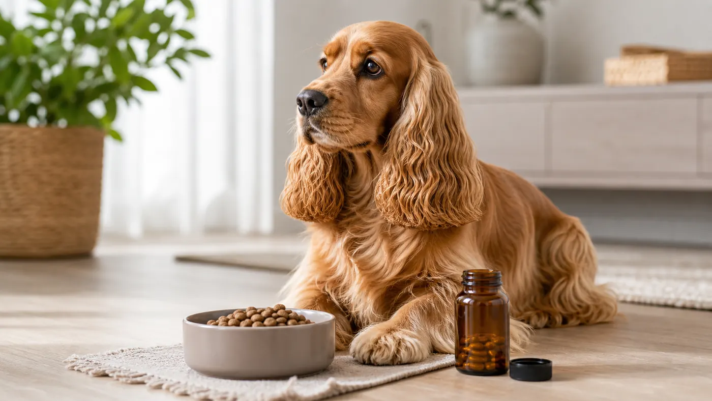 Alimentation du Cocker Spaniel : poids, oreilles, peau et pelage - alimentation cocker spaniel pelage omega3