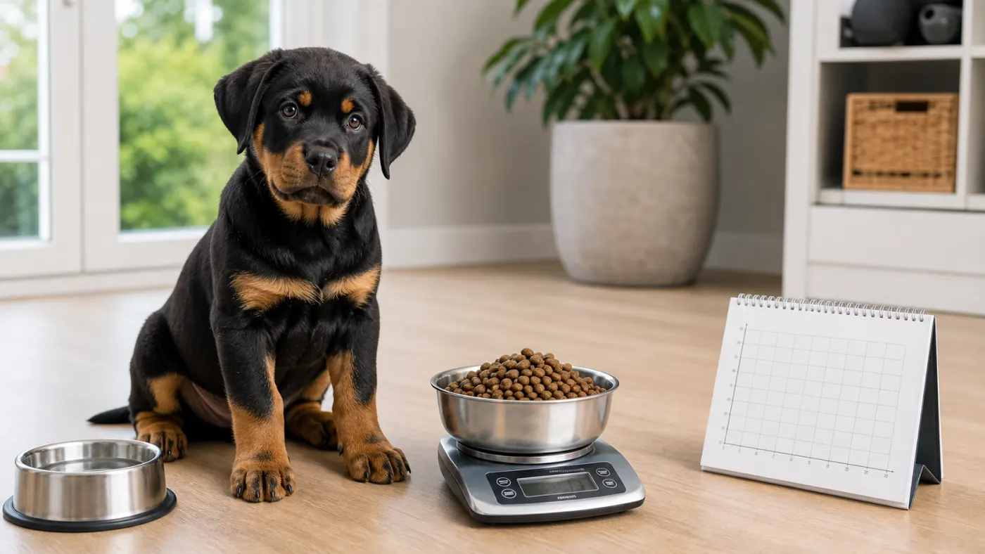 Alimentation du Rottweiler : croissance, muscle, poids et articulations - alimentation rottweiler chiot croissance