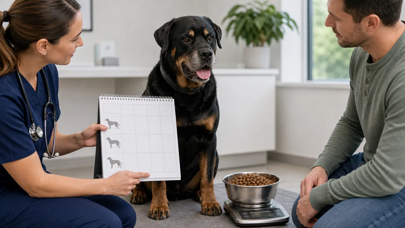 Alimentation du Rottweiler : croissance, muscle, poids et articulations - alimentation rottweiler senior suivi