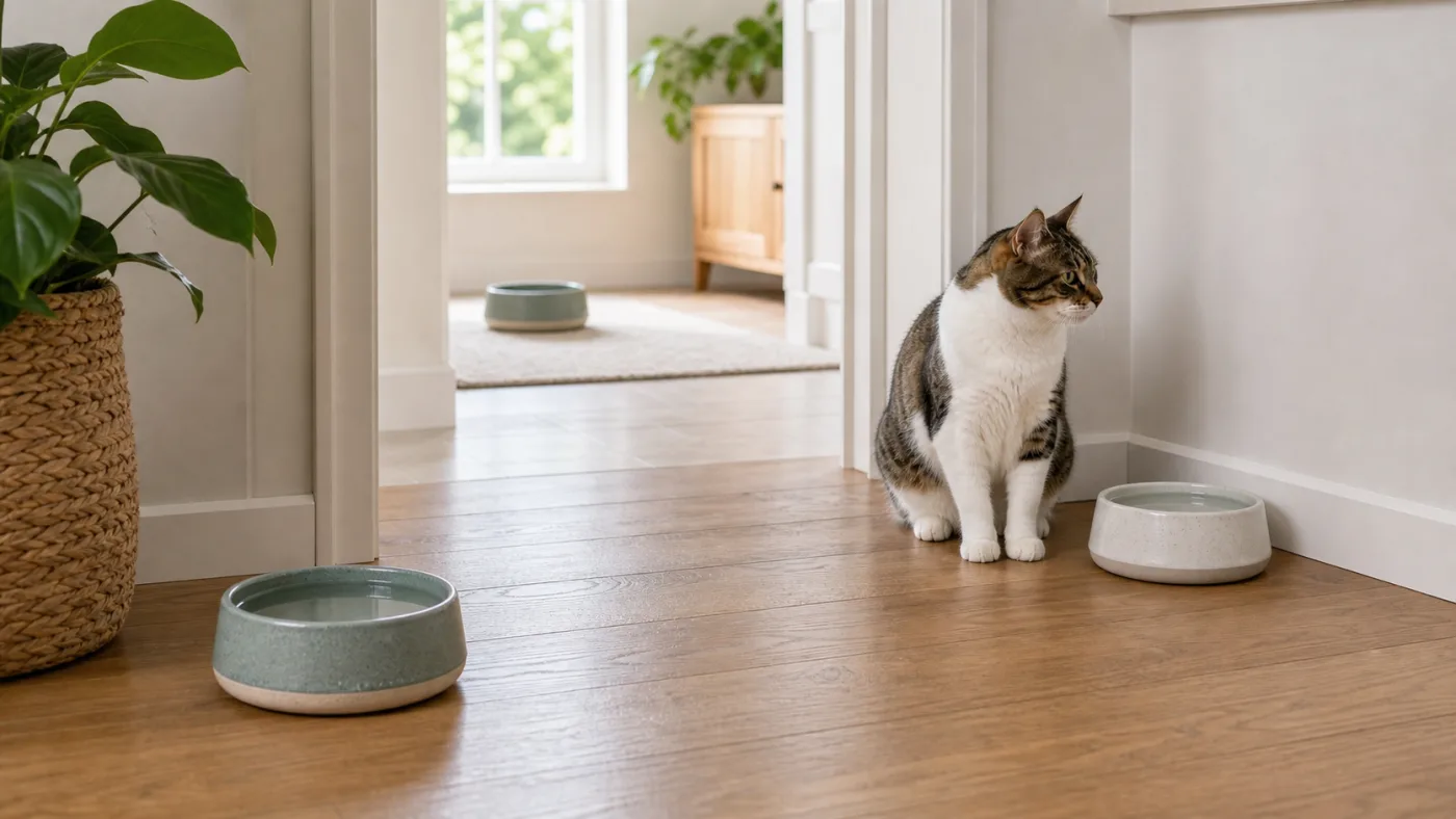 Chat qui boit peu : causes, risques urinaires et solutions - chat boit peu bols eau