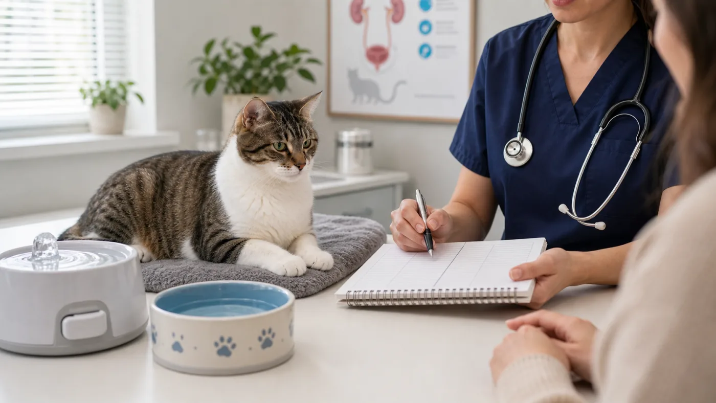Chat qui boit peu : causes, risques urinaires et solutions - chat boit peu consultation urinaire