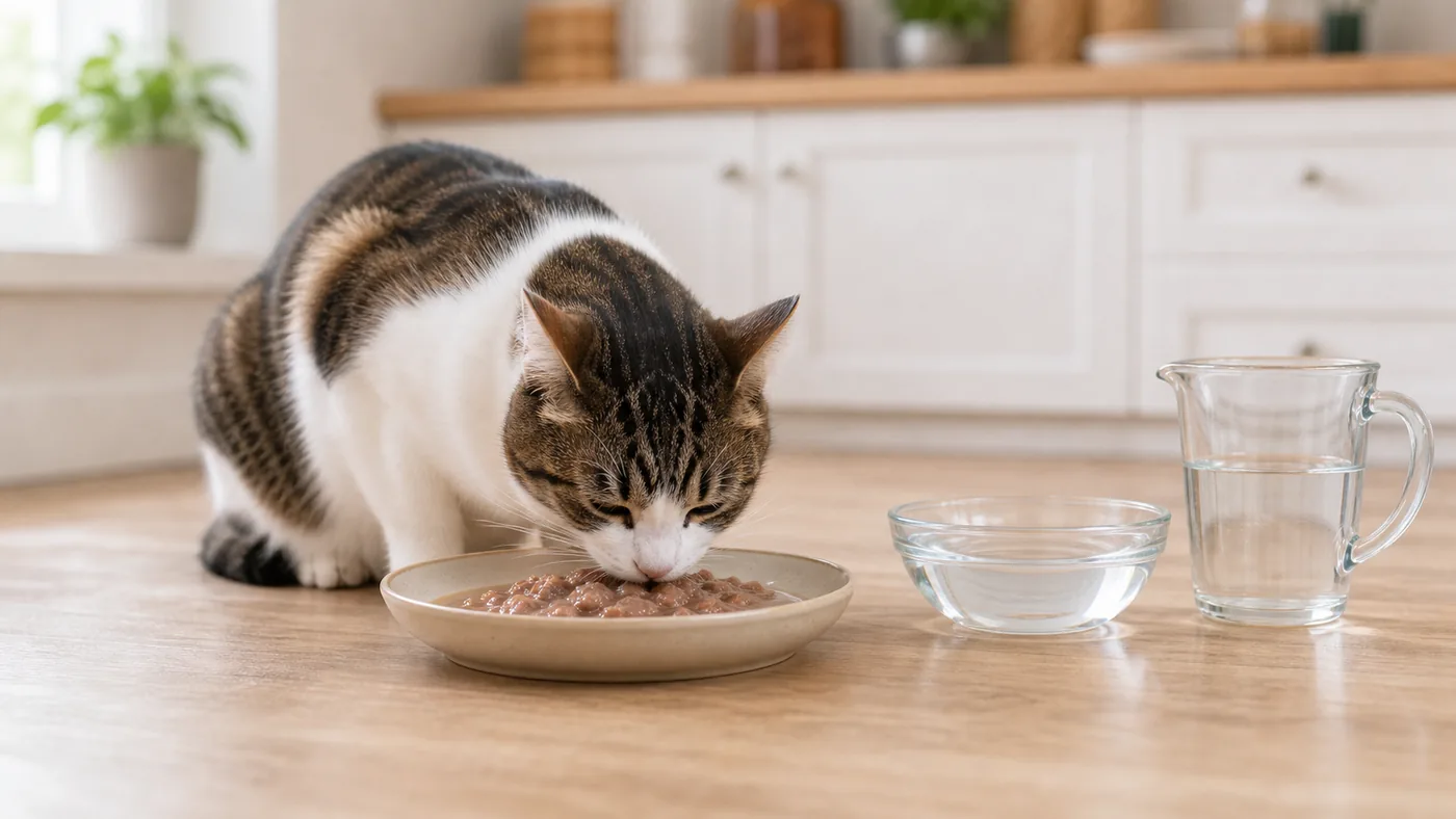 Chat qui boit peu : causes, risques urinaires et solutions - chat boit peu patee hydratation