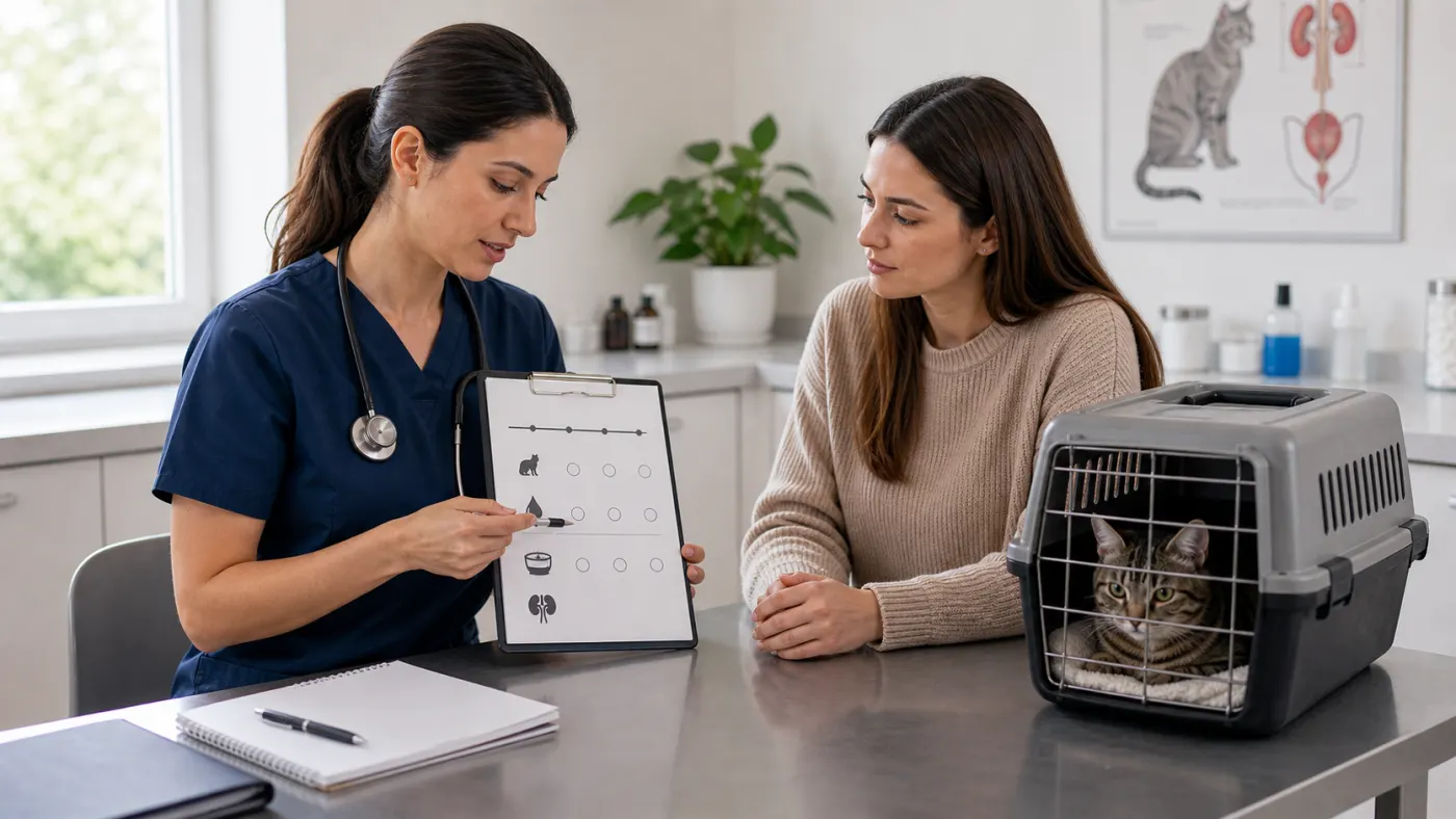 Consultation vétérinaire pour un chat qui n'urine plus