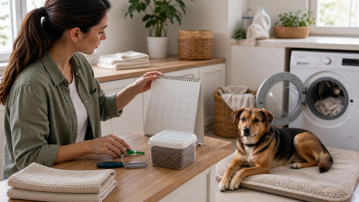 Routine antipuce et alimentation suivie pour un chien qui se gratte