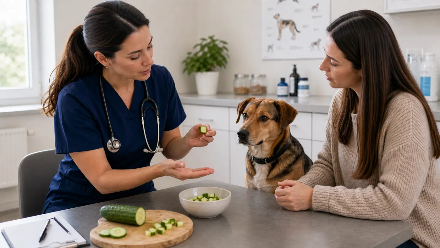 Consultation vétérinaire sur la portion de concombre pour chien