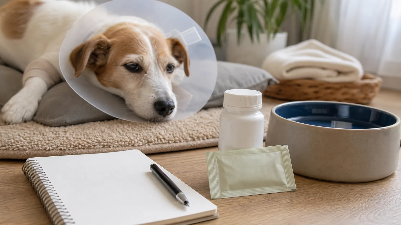 Routine de récupération après antibiotiques avec probiotique, eau et carnet de suivi