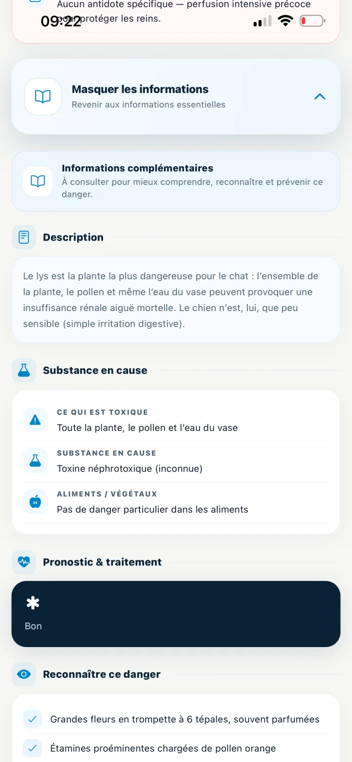 Informations complémentaires VetSafe pour reconnaître et prévenir un danger
