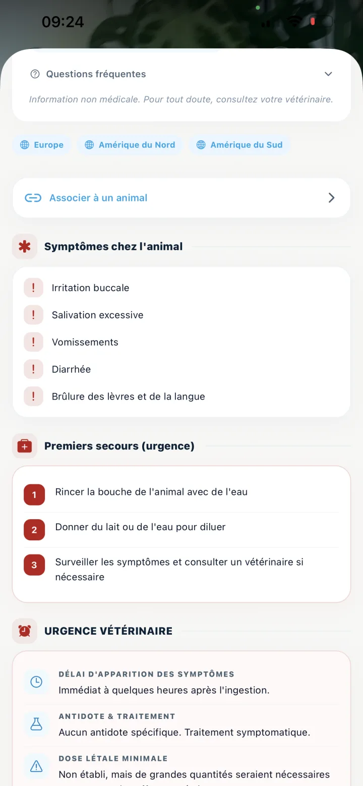 Question sur une plante dans l'assistant VetSafe